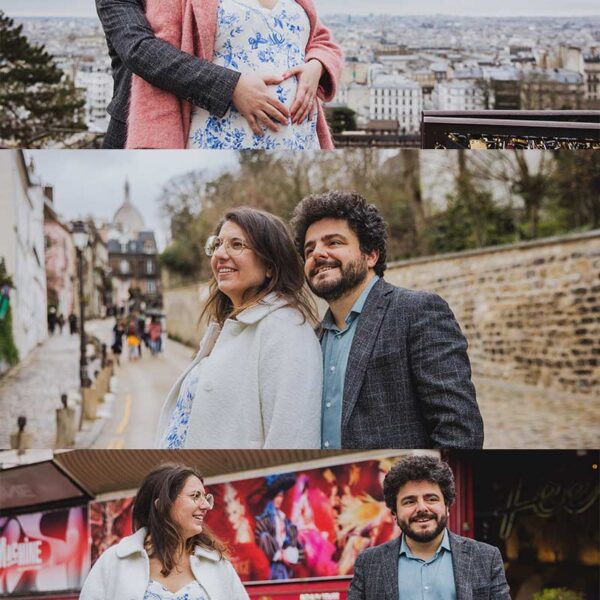 Sesión de fotos de pareja en Montmartre, París. Couple photoshoot in Montmartre, Paris.