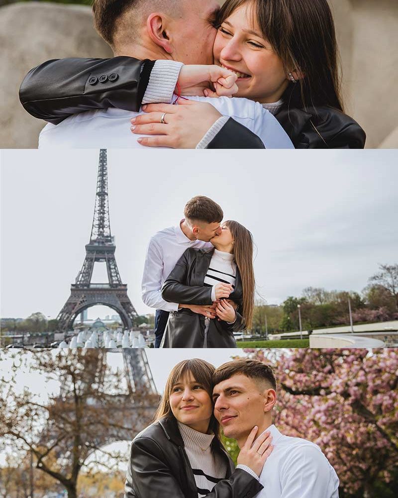 Proposal in front of the Eiffel Tower on a beautiful morning in Paris - Propuesta de matrimonio frente a la Torre Eiffel durante una hermosa mañana en París